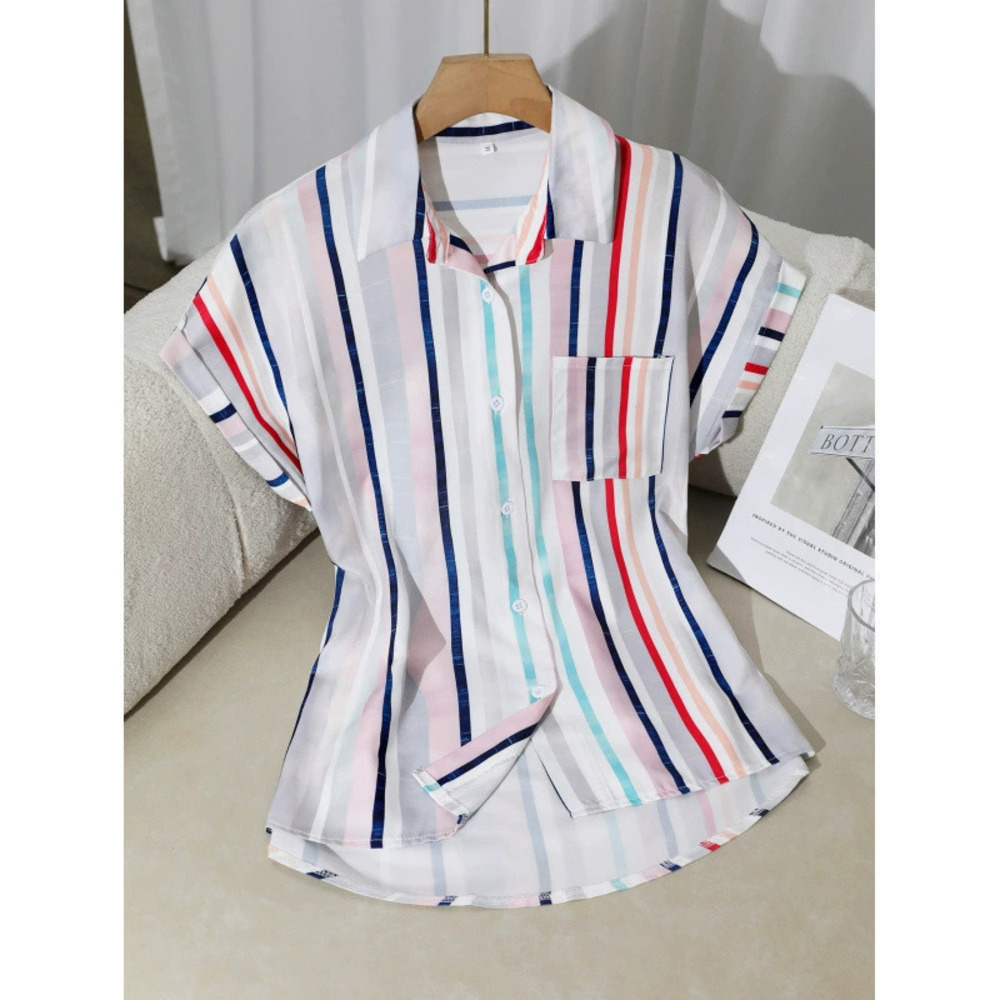 ZARA Fashion Summer Striped Short Sleeve Women Blouse Casual Top